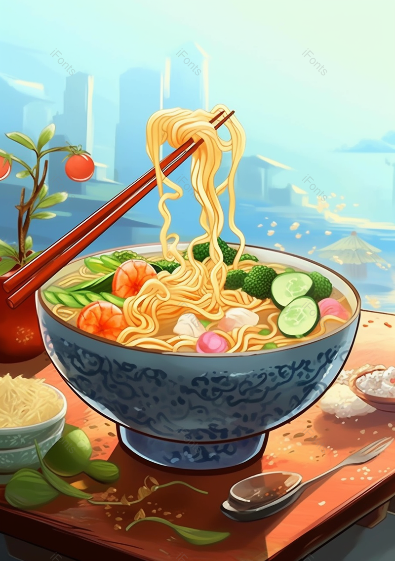 绿色碗里面条筷子美食美味传统小吃,插画/手绘图,插画/手绘图库,插画/手绘图下载,插画/手绘